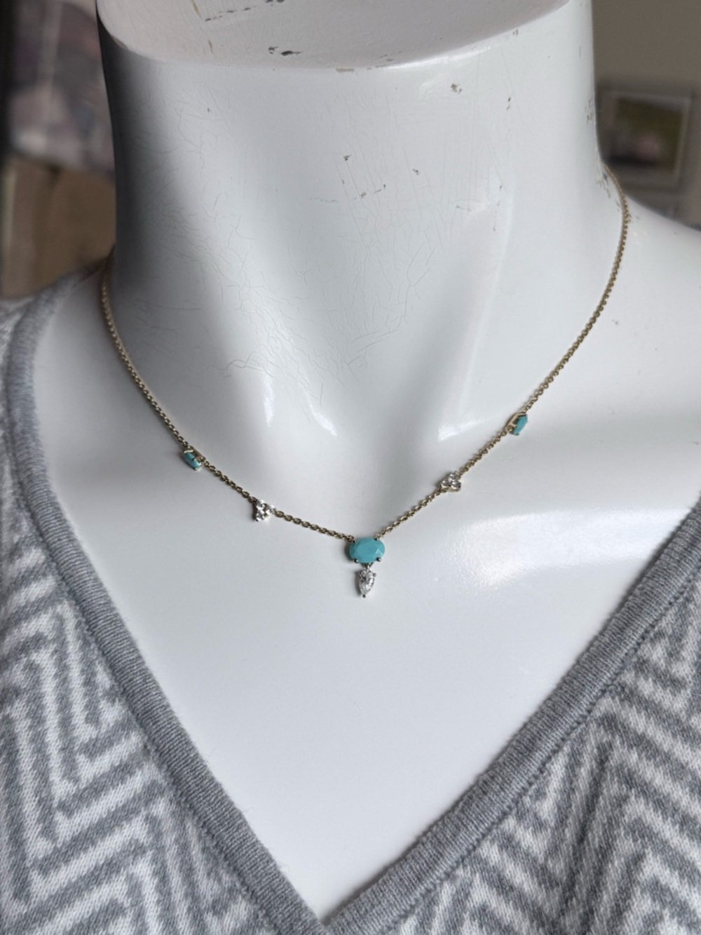 New Nadri station necklace with cubic zirconia and turquoise